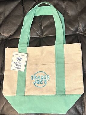 Trader Joe's Mini Pastel Canvas Tote Bag - Mint